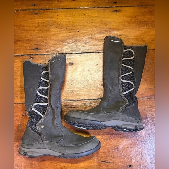 Salomon Emmy waterproof insulated brown suede women’s shoes size 6 - Picture 2 of 10